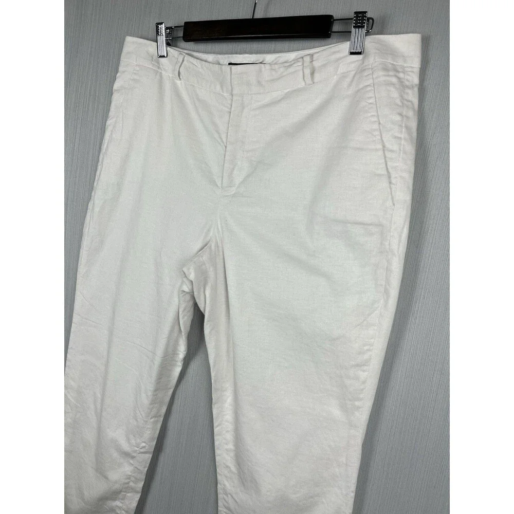 Avery White Linen Ankle Trouser Banana Republic Factory Sz 14 EUC Capsule Resort